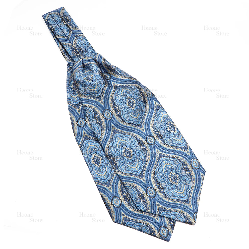 Luxury Mens Scarf Tie Solid Color Dot Geometric Pattern Floral Jacquard Woven Polyester Silk Ascot Cravat Tuxedo Suit Shirt Gift