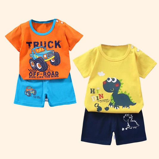 M&T Wear - Fashion Kids Clothes Boys Girls Sets Top Shorts 2PCS 100% Cotton Soft Summer Children Baby Cloths T-shirt Shorts Toddler Suit
