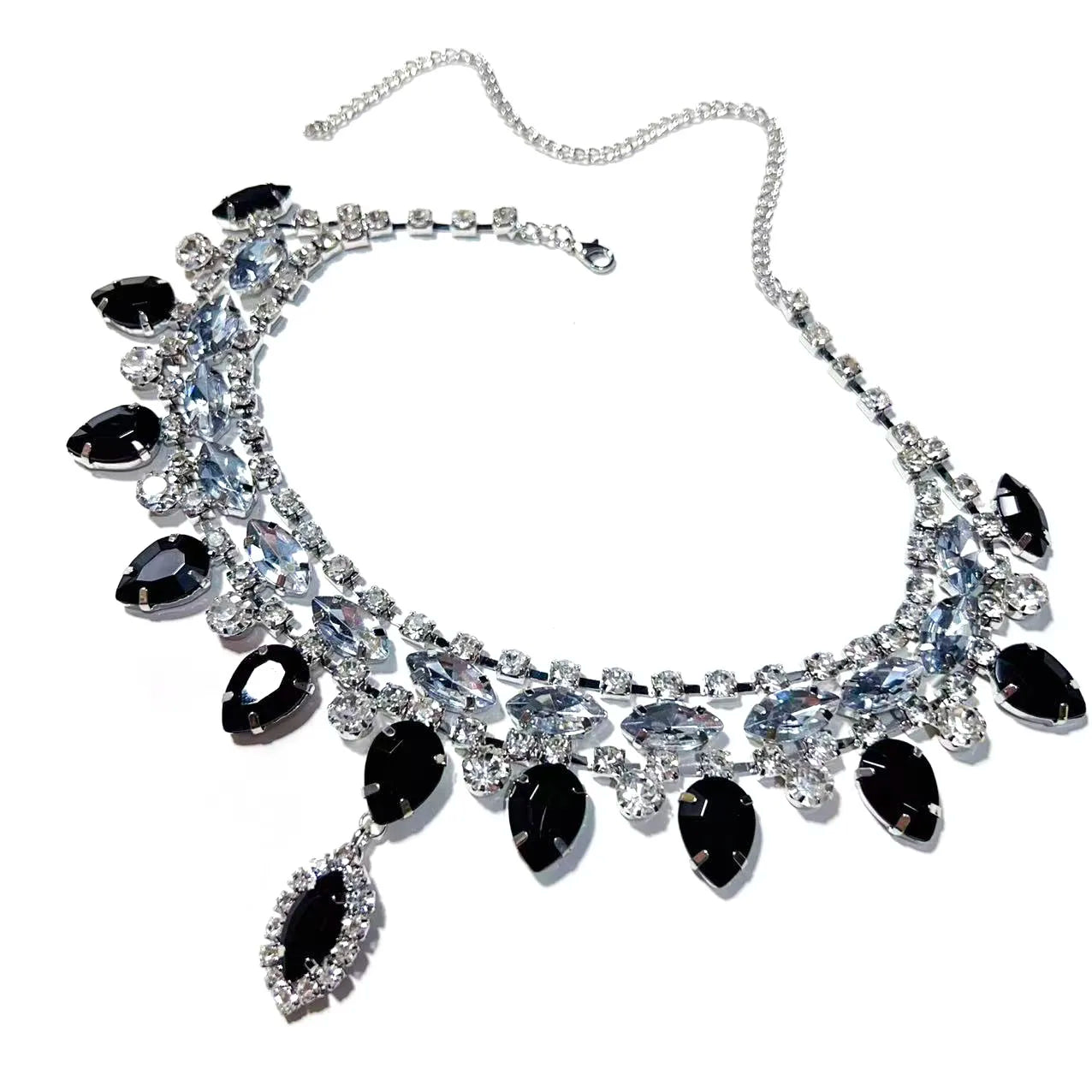 M&T Wear - Black Water Droplet Rhinestone Choker Necklace