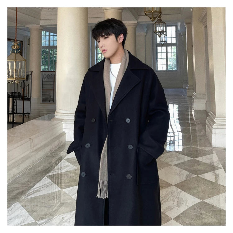 M&T Wear - Thick Korean Vintage Long Woolen Trench Coat for Men