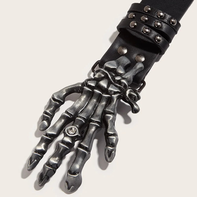 M&T Wear - Punk Goth Rivet Skull Buckle Belt