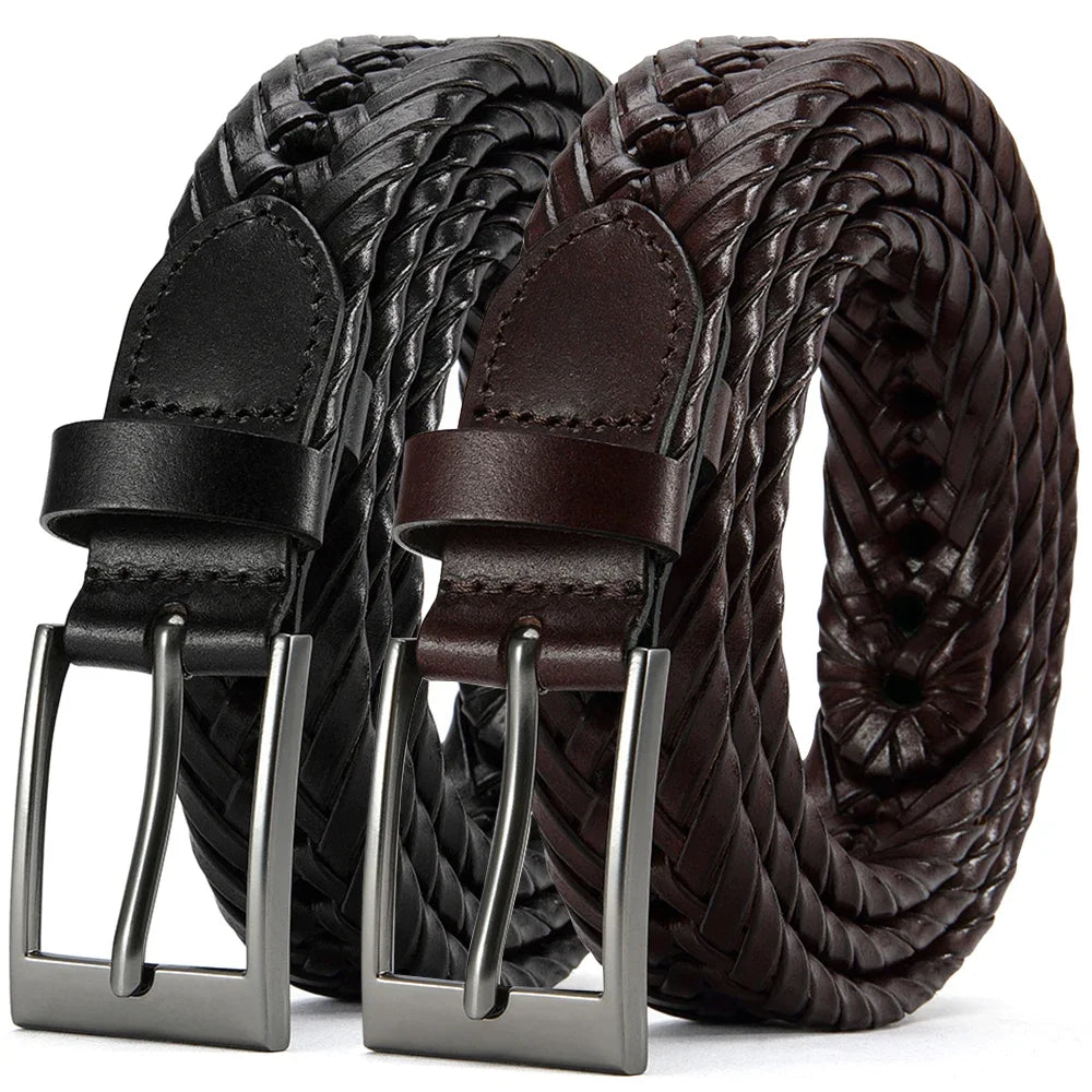 M&T Wear - Braided 100% Genuine Leather Pin/Automatic Belt