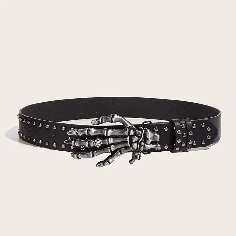 M&T Wear - Punk Goth Rivet Skull Buckle Belt