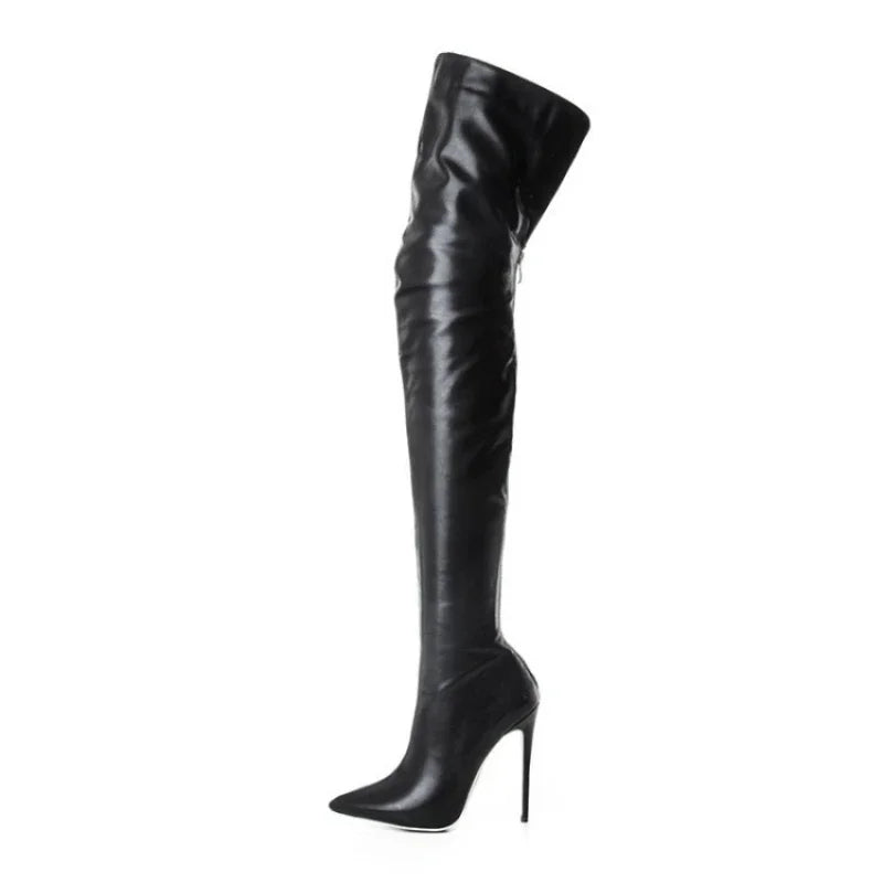 M&T Wear - Women's Boots Platform Boots Autumn Black High Heels Boots New Sexy Over Knee Boot Pointed Zip Party Shoes Plus Size Women Shoes