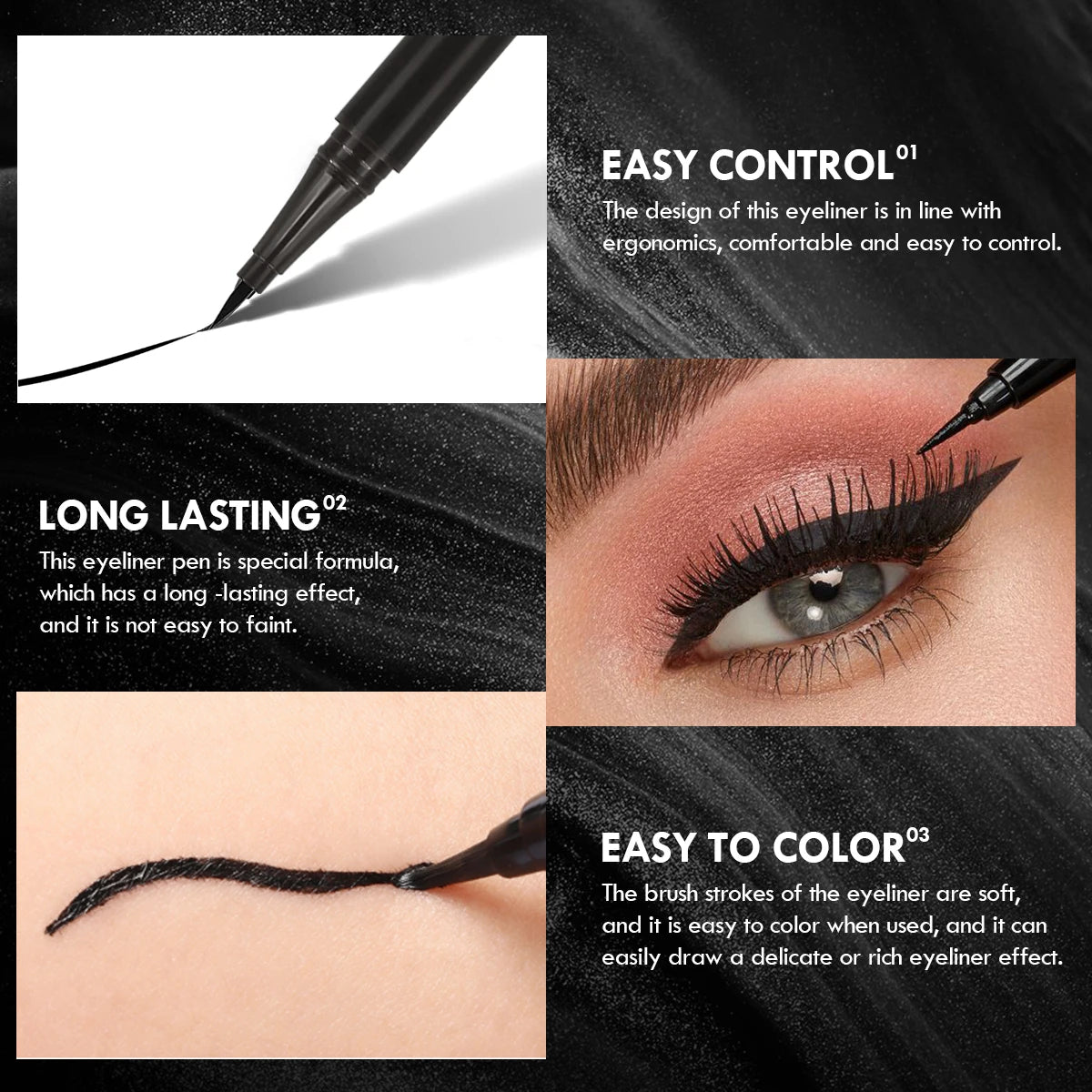 M&T Wear - 5 Pcs Smooth Waterproof Liquid Eyeliner Pen Set