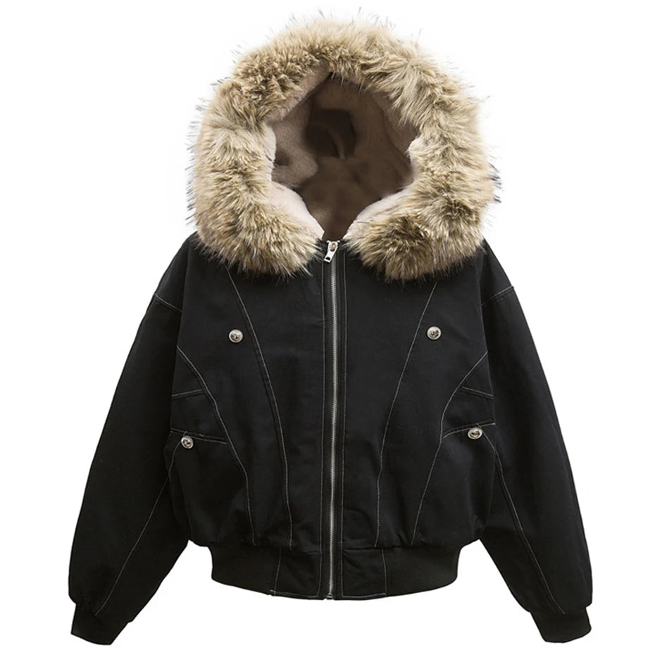M&T Wear - Winter Jackets Fur Collar Parkas Coat Men Vintage Thicken Fleece Warm Jackets Streetwear Harajuku Hip Hop Padded Jackets Outwear