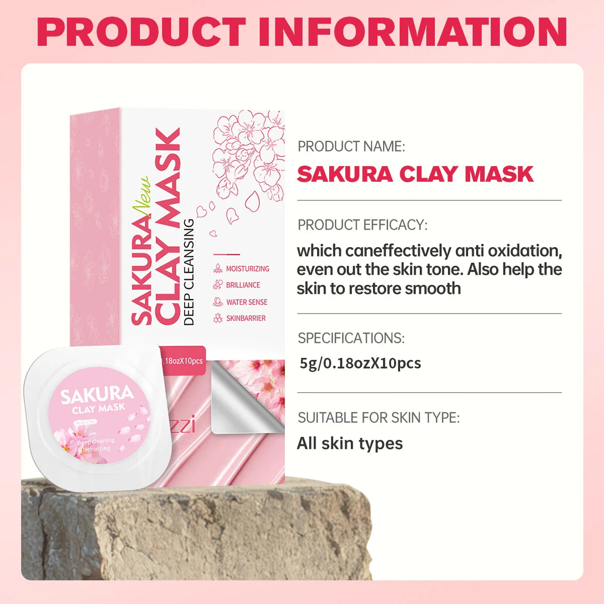 moisturizing beauty and whitening Mask Removes Blackheads Deep Cleaning Moisturizing Oil Control Clay Facial Skin Care Portable