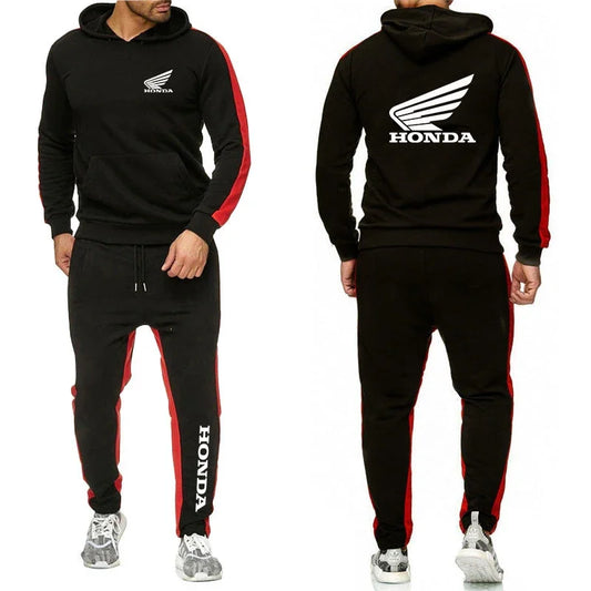 M&T Wear - 2025 Men Tracksuit Honda motor Wing Printed Hoodie Suits Hooded Sweatshirt+Pants 2 Pieces Men Sets Running Fitness Men Clothing