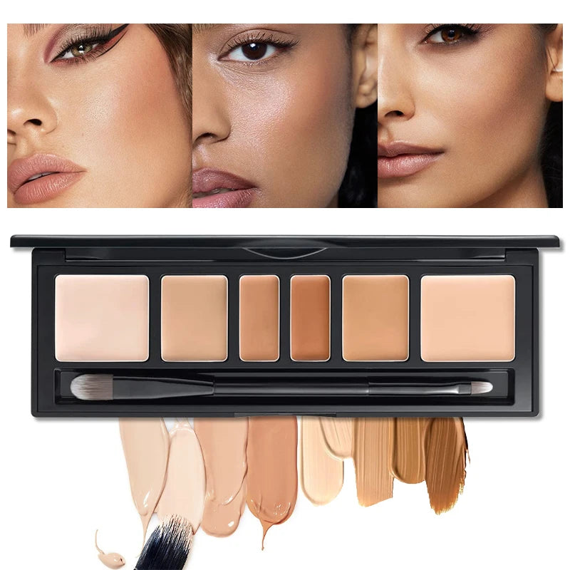 M&T Wear – 6-Color Full Coverage Concealer Palette with Brush