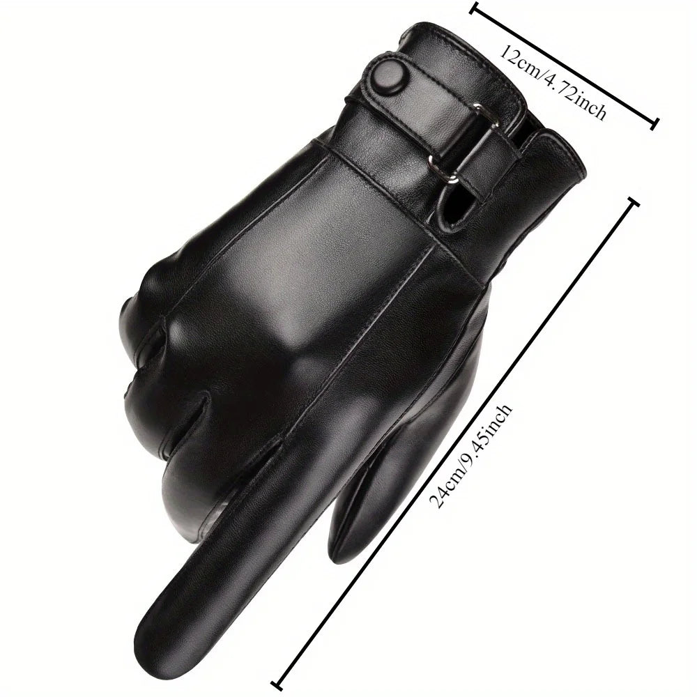 M&T Wear - Winter Gloves For Men Genuine Leather Gloves Outdoor Cycling Black Real Sheepskin Keep Warm Driving Motorcycle Gloves