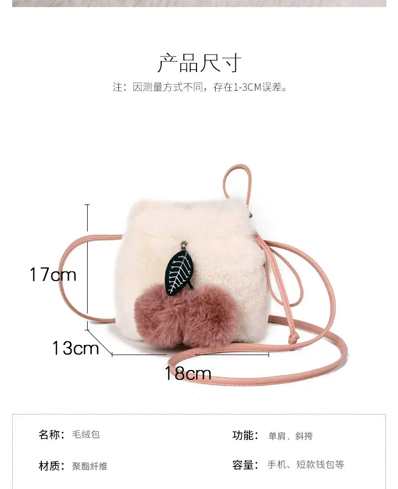 M&T Wear – Women’s Faux Fur Crossbody Bag | Cute Plush String Shoulder Purse