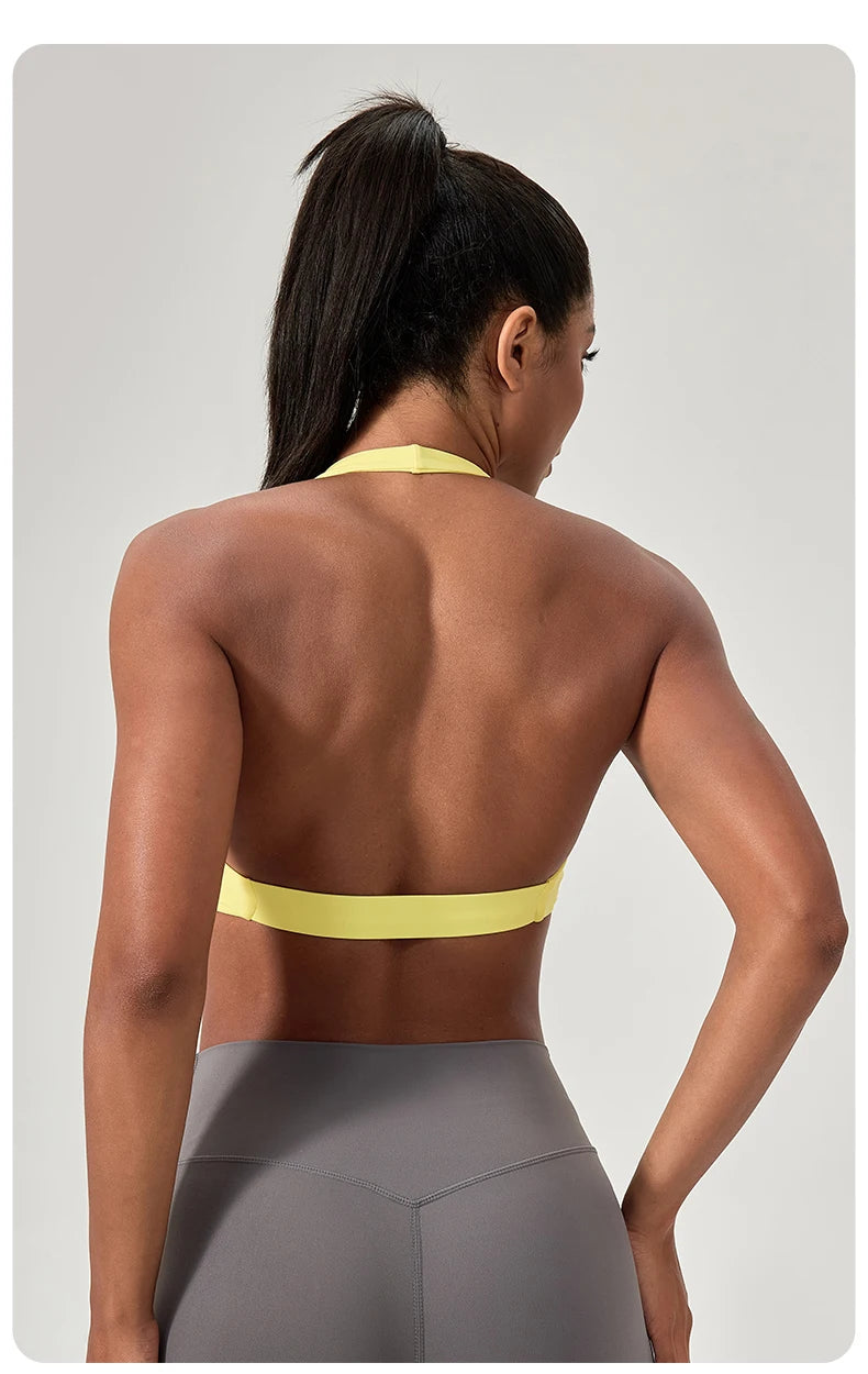 M&T Wear - Sports Yoga Bra for Women Halter Neck with Stylish Back Design Sexy Gym Bra for Running Fitness Sports Bras