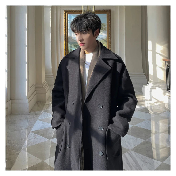 M&T Wear - Thick Korean Vintage Long Woolen Trench Coat for Men