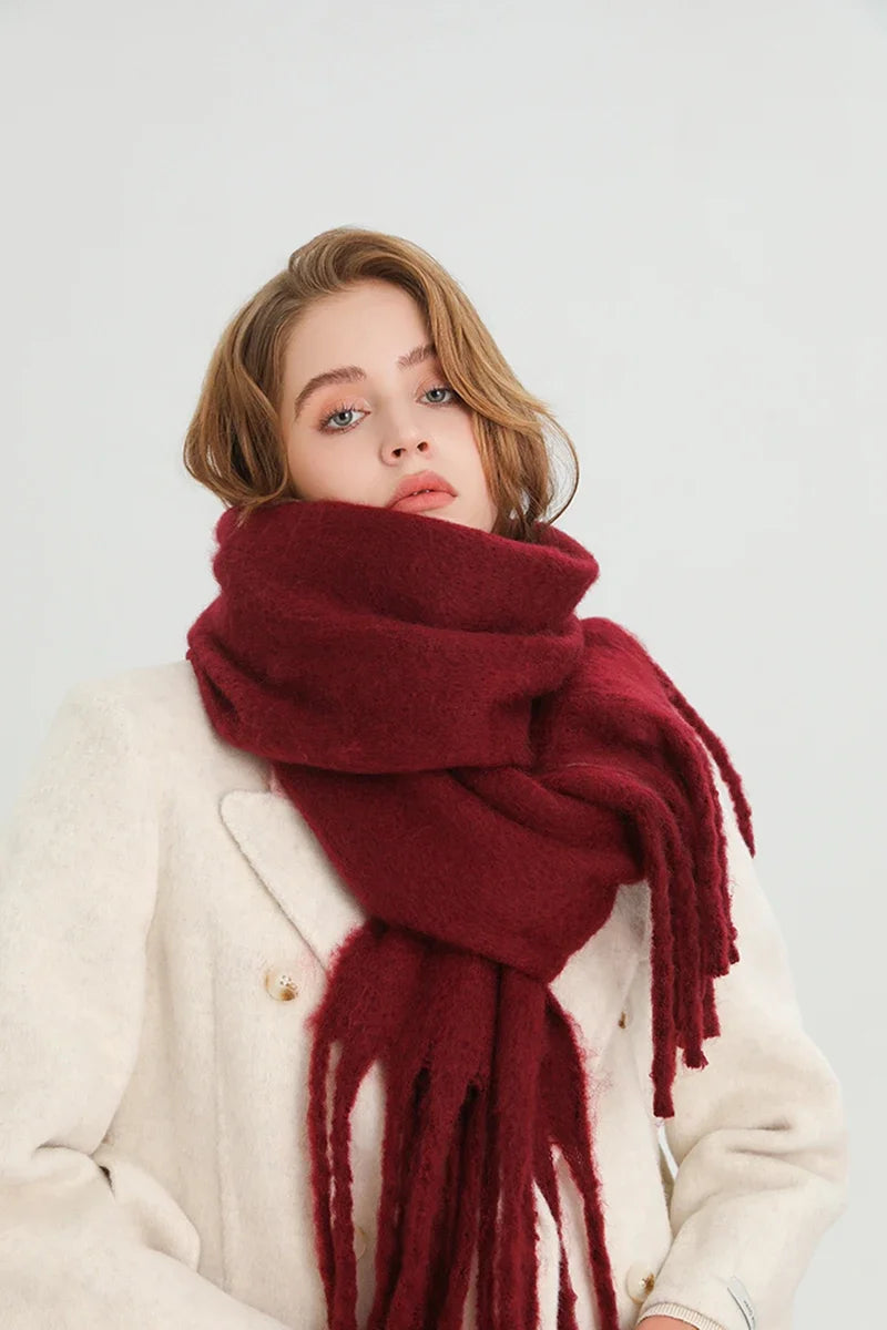 M&T Wear - Winter Scarf for Women Cashmere Warm Solid Pashmina Blanket Wraps Female Thick Soft Bufanda Big Tassel Shawl Long Poncho Echarpe