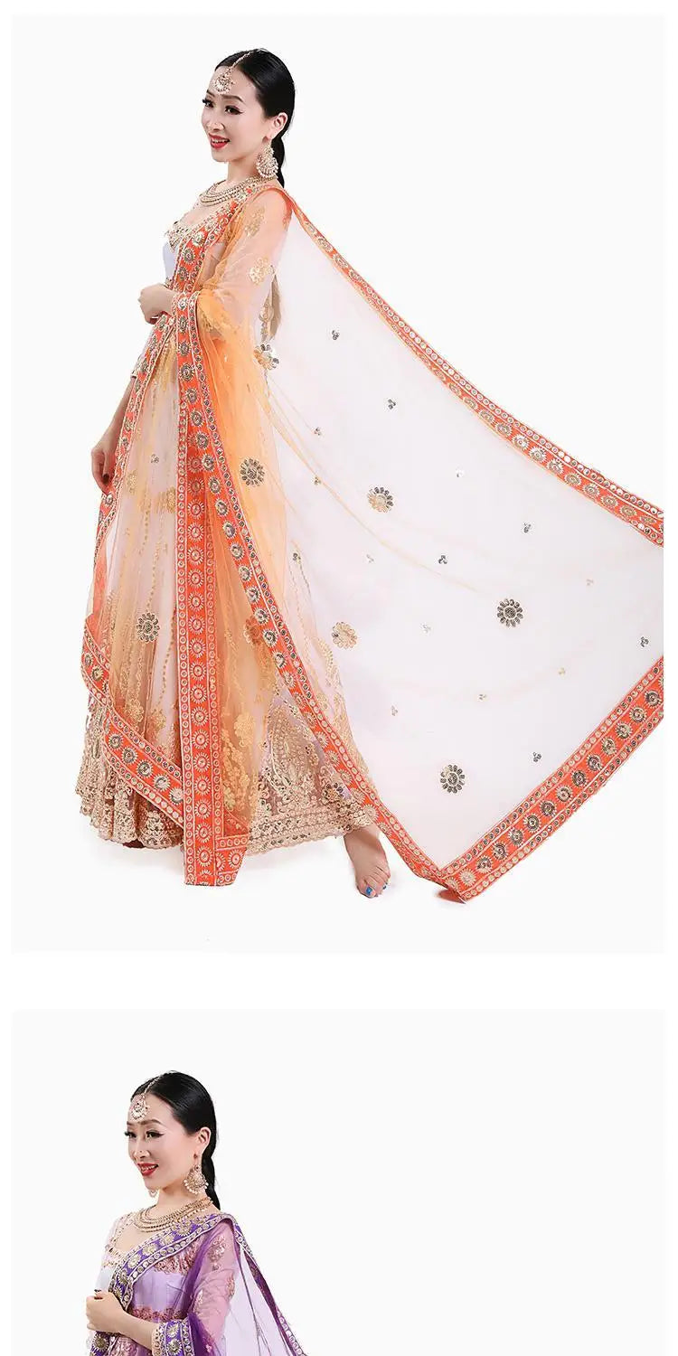 M&T Wear - Elegant Indian Embroidered Sari Shawl – 2025 Exotic Traditional Veil
