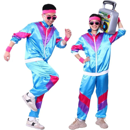M&T Wear - Tracksuit Costumes for Men 90s Hip Hop Shell Suit Costume Mens 80s Retro Tracksuit Jacket Disco Costume Windbreaker and Pants