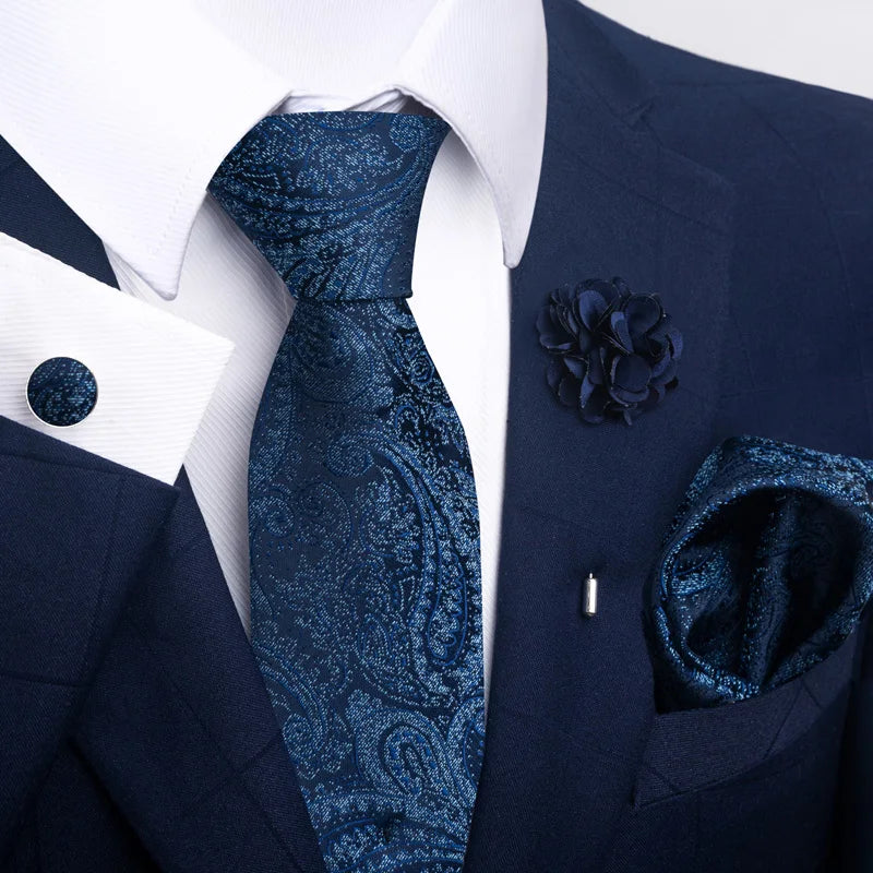 M&T Wear - Luxury Paisley Floral Tie & Accessory Set