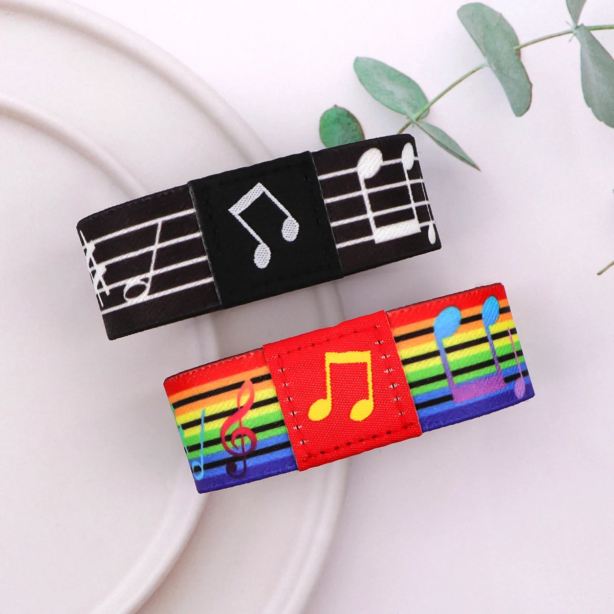 M&T Wear Musical Notes Rainbow Elastic Bracelet – Unisex Sport Wristband