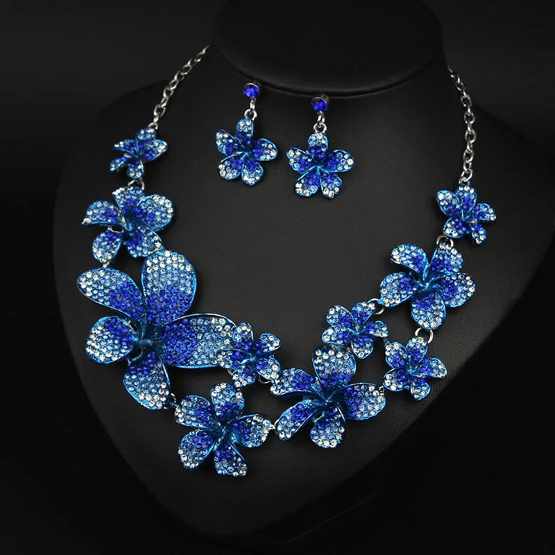 M&T Wear - Luxury Crystal Flower Necklace & Earrings Set for Women
