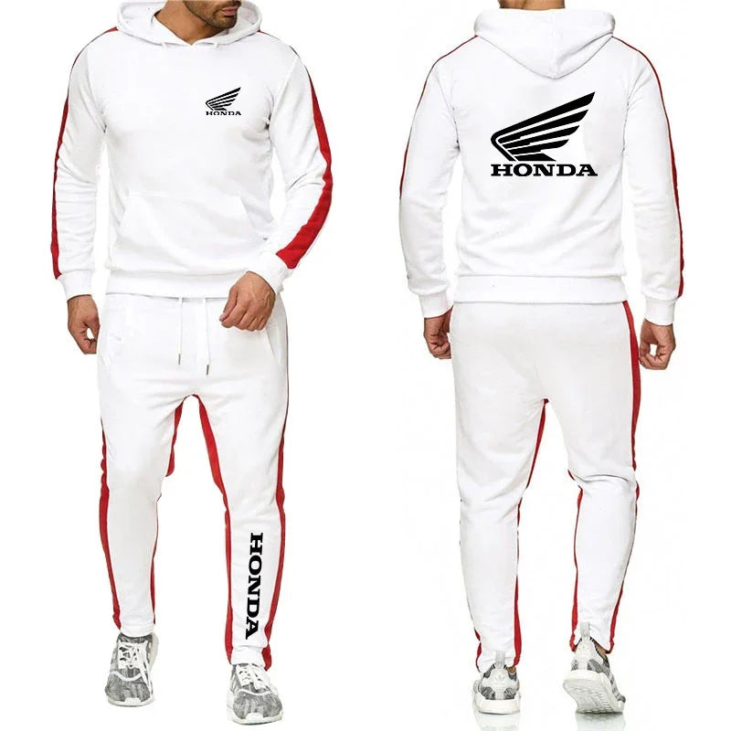 M&T Wear - 2025 Men Tracksuit Honda motor Wing Printed Hoodie Suits Hooded Sweatshirt+Pants 2 Pieces Men Sets Running Fitness Men Clothing