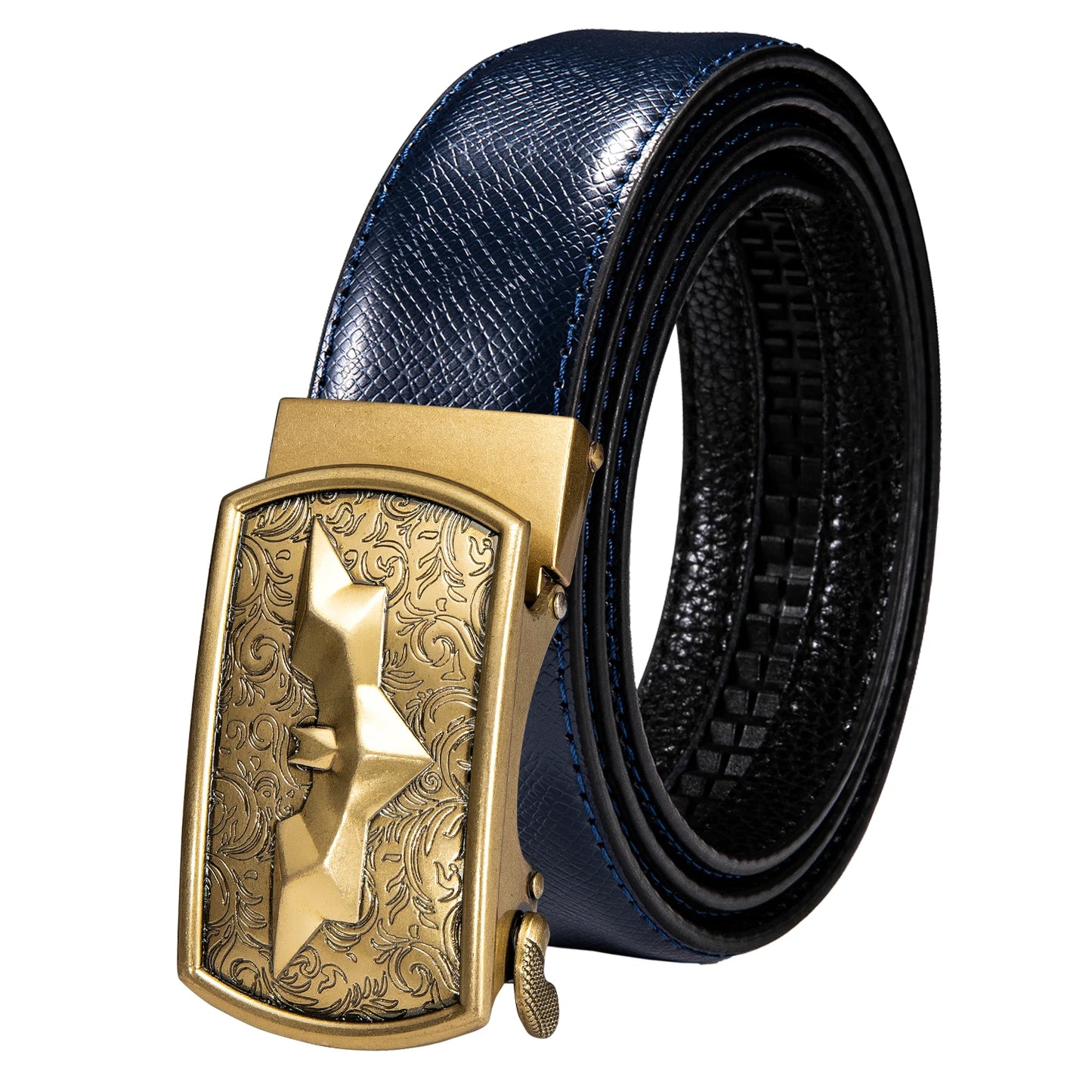 M&T Wear - Luxury Gold Buckle Cowskin Genuine Leather Belt