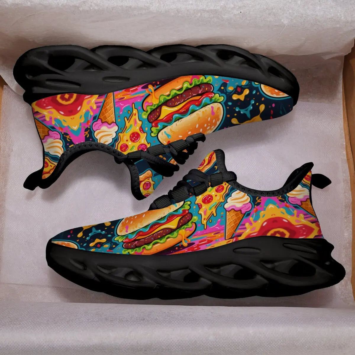 M&T Wear - Kids Sneakers Anti-skid Leather for Boys Orange Casual Children Shoes with Fashion Running Walking Lightweight Hamburger Pattern