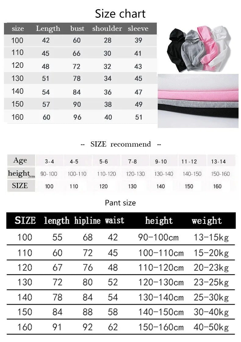 M&T Wear - Kids Trend Casual Tracksuits 3-14 Years Boys and Girls Hoodie + Pants 2pcs Suits Children Daily Outfits Clothes Sets