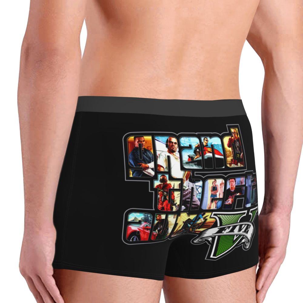 M&T Wear - Custom Grand Theft Auto Adventure Game Underwear Men Breathable GTA Boxer Briefs Shorts Panties Soft Underpants For Homme