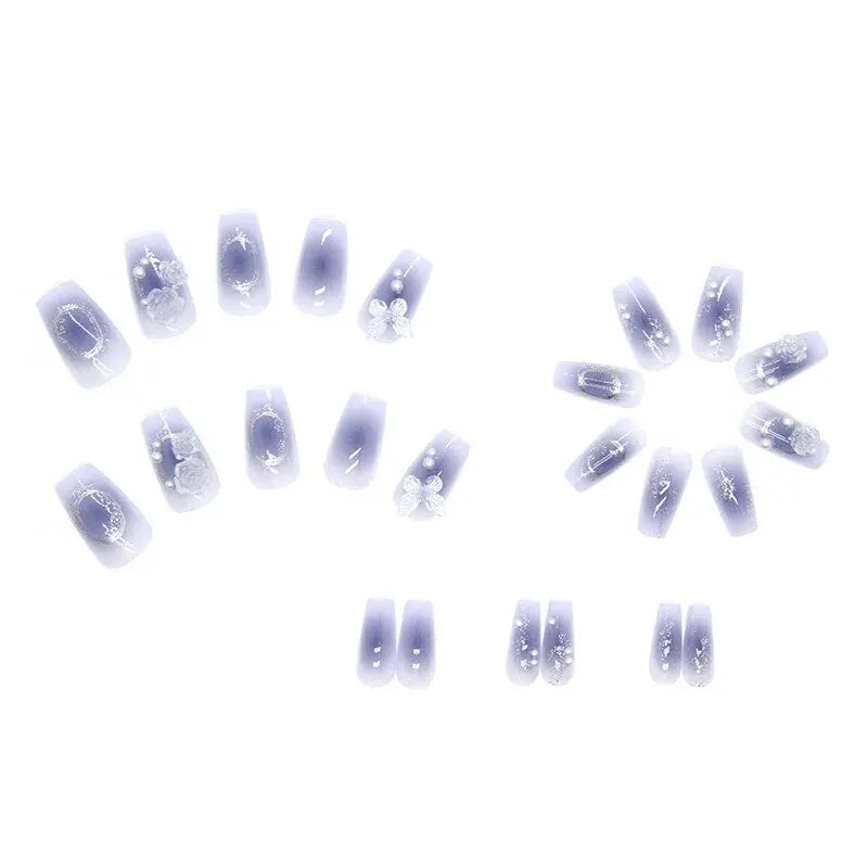 M&T Wear – 24PCS Butterfly Fake Nails with Nail Glue & File