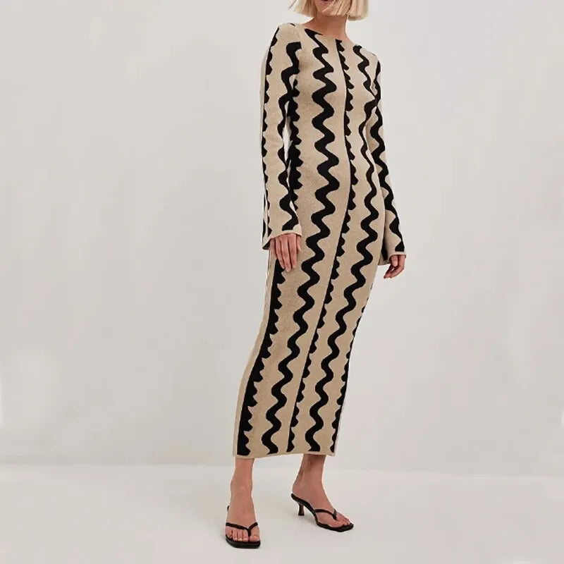 M&T Wear - Elegant Ribbed Knit Maxi Dress