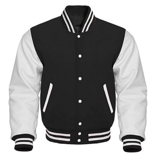 M&T Wear - Wool & Leather Varsity Jacket (Black/White) [[5-Year Leather Guarantee]]