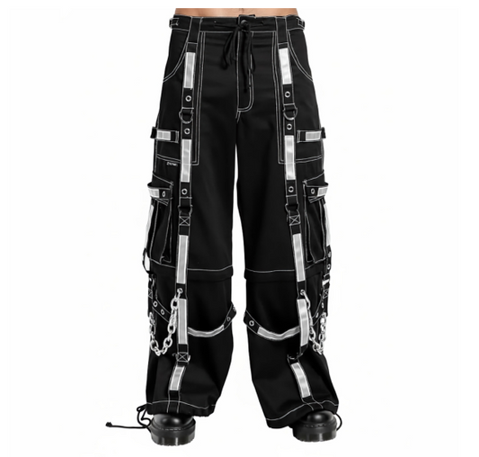 M&T Wear - Reflective Strap Gothic Cargo Pants (100% Cotton)