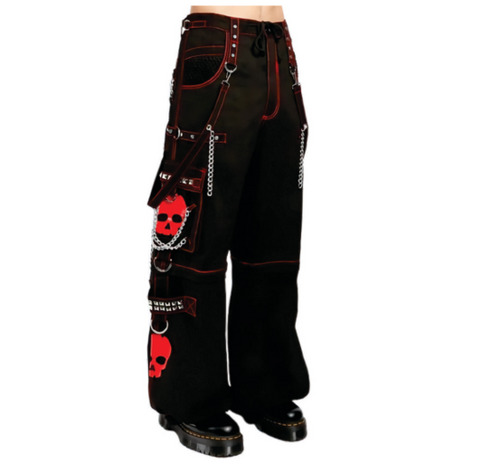 M&T Wear - Skull Print & Chain Gothic Baggy Pants (100% Cotton)
